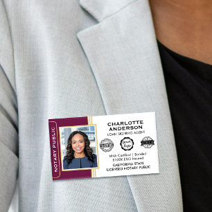 Badge D'identification Agent de signature de prêt public notaire classiqu