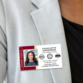 Badge D'identification Agent de signature de prêt public notaire classiqu