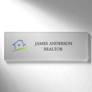 Badge D'identification Agent immobilier de luxe en métal argenté Entrepri