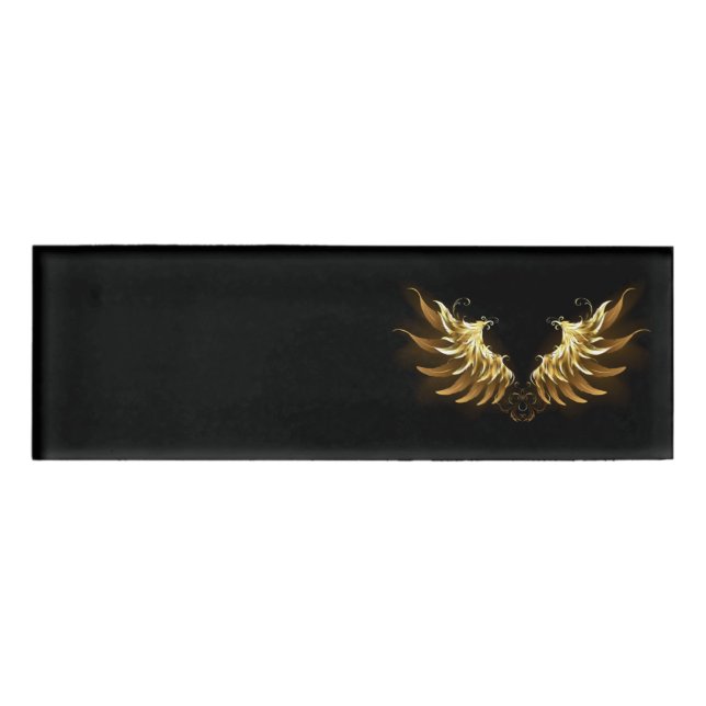 Badge D'identification Ailes d'Ange d'or sur arrière - plan noir (Devant)