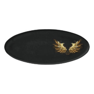 Badge D'identification Ailes d'Ange d'or sur arrière - plan noir