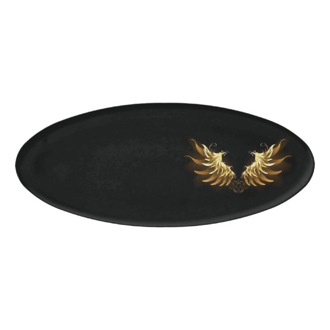 Badge D'identification Ailes d'Ange d'or sur arrière - plan noir (Devant)