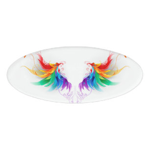 Badge D'identification Ailes fluffy arc-en-ciel