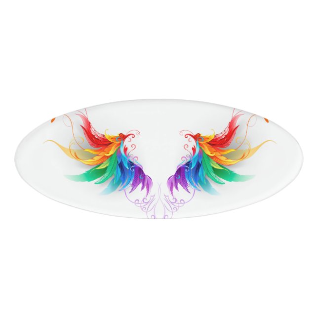 Badge D'identification Ailes fluffy arc-en-ciel (Devant)