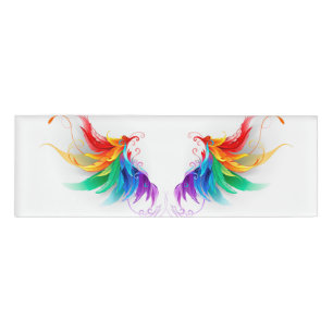 Badge D'identification Ailes fluffy arc-en-ciel