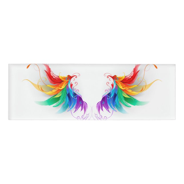 Badge D'identification Ailes fluffy arc-en-ciel (Devant)