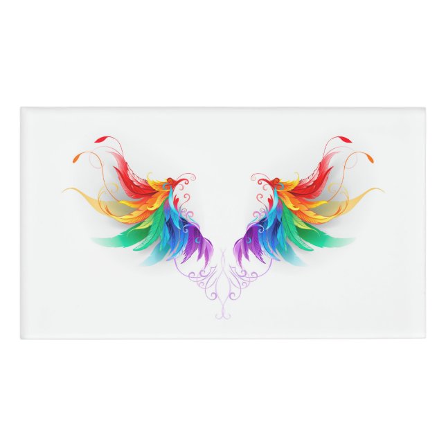 Badge D'identification Ailes fluffy arc-en-ciel (Devant)