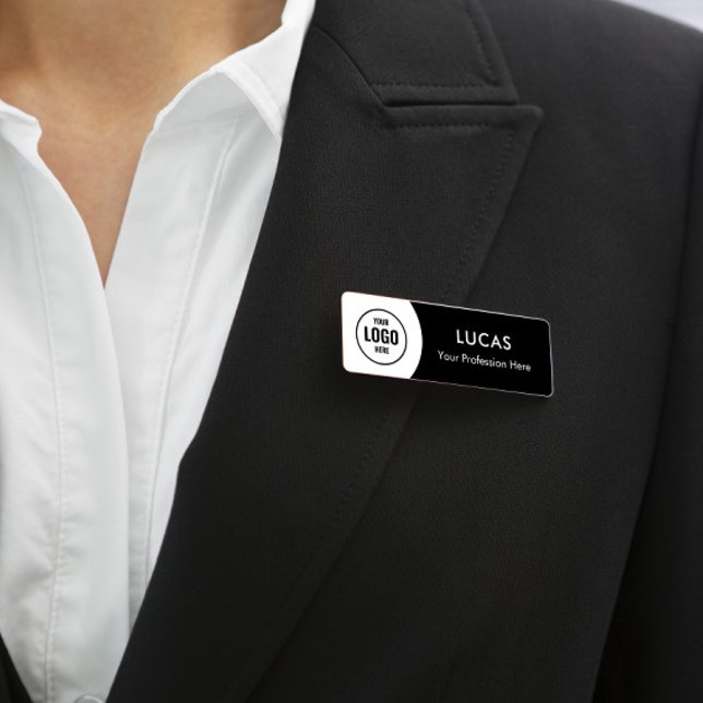 Badge D'identification Ajouter Logo Moderne Simple Élégant Magnet noir Ti (Créateur téléchargé)