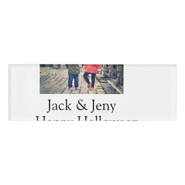 Badge D'identification ajouter nom photo texte Halloween enfant fille gar (Devant)