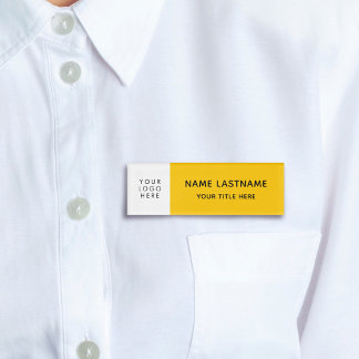 Badge D'identification Ajouter un logo Jaune Moderne Minimaliste Titre de