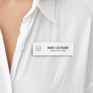 Badge D'identification Ajouter Votre Logo White Clean Basic Titre simple