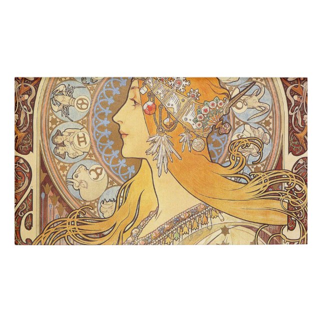 Badge D'identification Alfonse Mucha Zodiac Art nouveau femme (Devant)