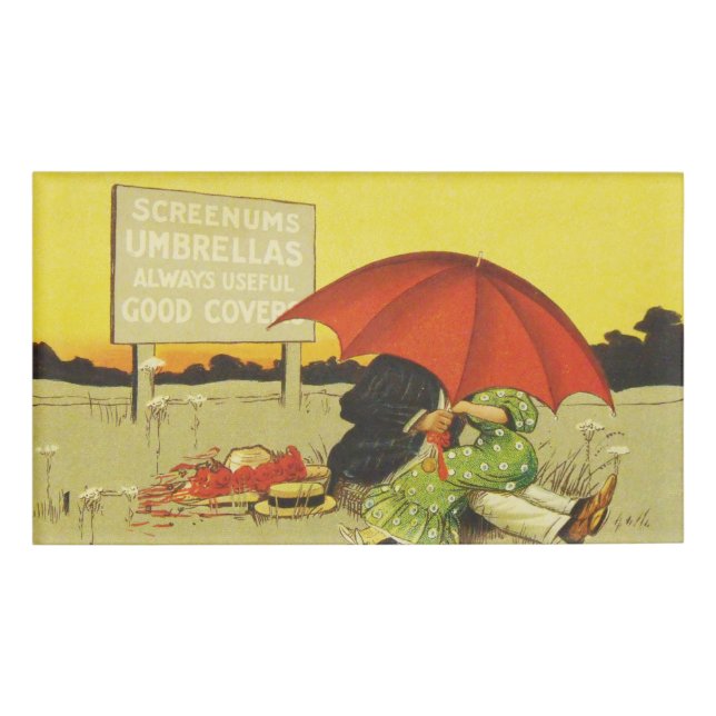 Badge D'identification Amoureux parasol vintage plage  (Devant)