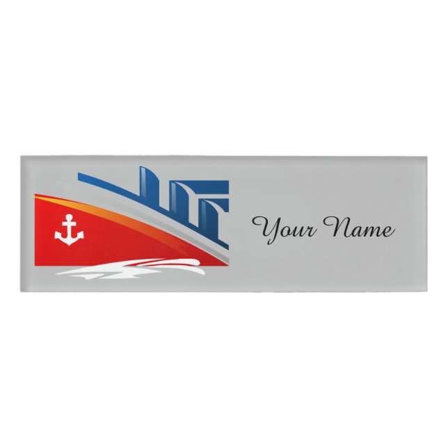 Badge D'identification Ancre nautique Bateau Sea Ocean Ship Nom du logo (Devant)
