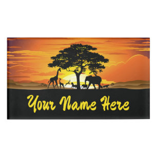 Badge D'identification Animaux sauvages sur le coucher de soleil de la sa