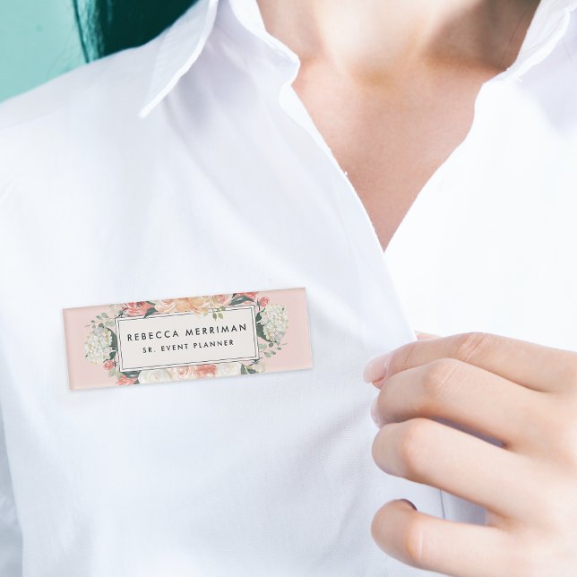 Badge D'identification Antique Floral rose pâle (Créateur téléchargé)