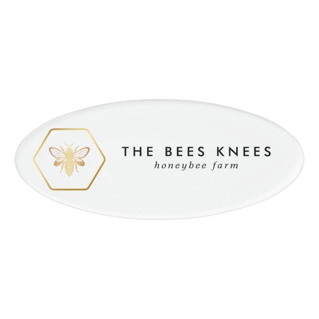 Badge D'identification Apiculteur de miel doré moderne et élégant (Devant)