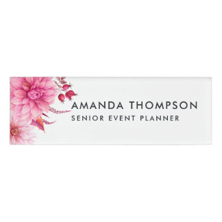 Badge D'identification Aquarelle bourguignonne et rousse Florale
