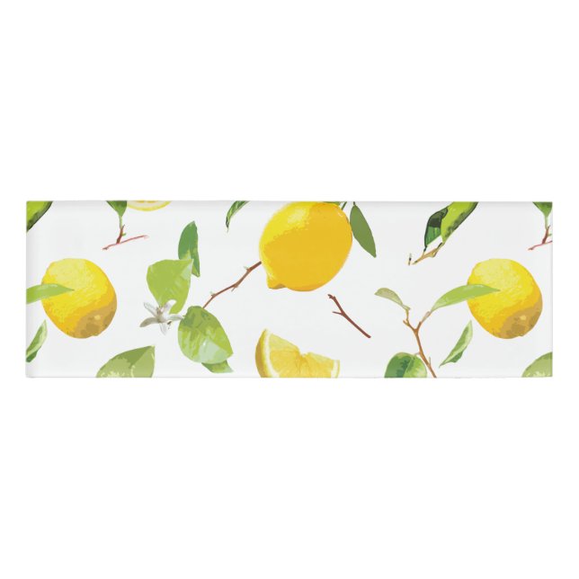 Badge D'identification Aquarelle Citron & Feuilles 2 (Devant)