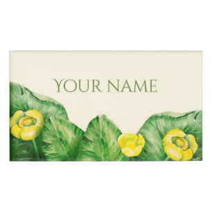 Badge D'identification aquarelle de nénuphar jaune