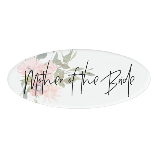 Badge D'identification Aquarelle florale Mariée Mère de la mariée (Devant)
