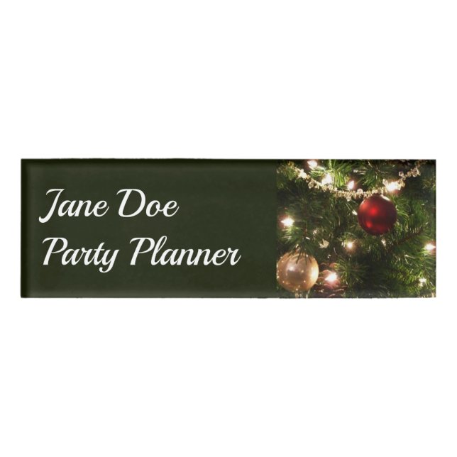Badge D'identification Arbre de Noël I Vacances Plutôt vert et rouge (Devant)