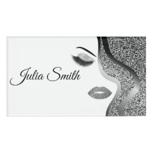 Badge D'identification Argent moderne avec effet Parties scintillant
