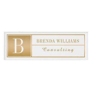 Badge D'identification Arrière - plan blanc de cadre doré moderne