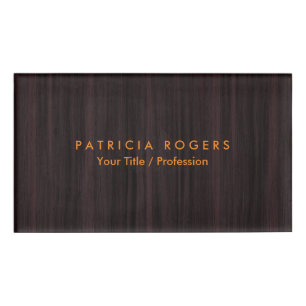 Badge D'identification Arrière - plan en bois Orange Brown Professionnel