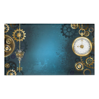 Badge D'identification Arrière - plan turquoise à vapeur avec Gears