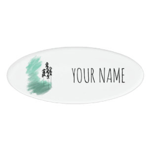 Badge D'identification art de l'arbre vert scandinave simple moderne ment