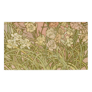 Badge D'identification Art Nouveau Alfonse Mucha fleurs d'oeillets floral