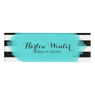 Badge D'identification Artiste de maquillage blanc noir turquoise