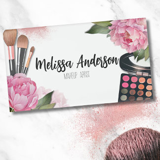 Badge D'identification Artiste de maquillage en aquarelle rose