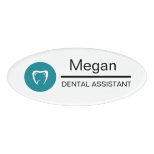 Badge D'identification Assistant Dentaire Logo Dent Personnalisé