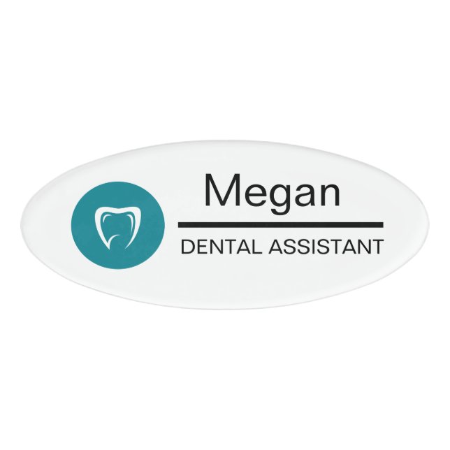 Badge D'identification Assistant Dentaire Logo Dent Personnalisé (Devant)