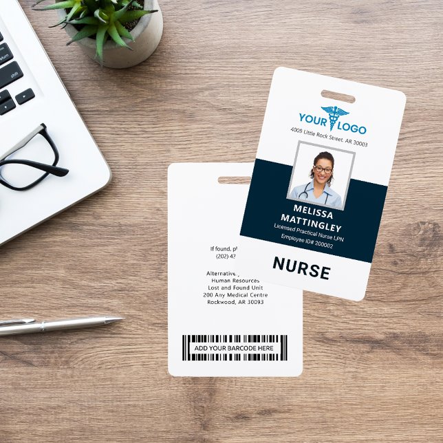 Badge d'identification avec logo et photo pour inf (Hospital Employee Nurse RN Logo and Photo ID Badge)