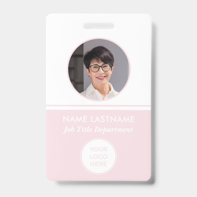 Badge d'identification avec logo rose pour employé (Avant)