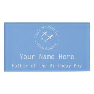 Badge D'identification Avions d'anniversaire personnalisés Blue Guest