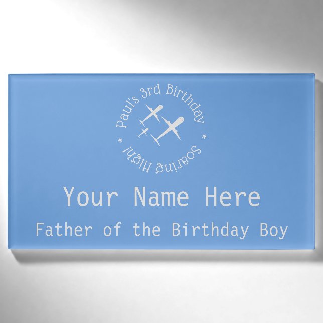 Badge D'identification Avions d'anniversaire personnalisés Blue Guest (Devant)
