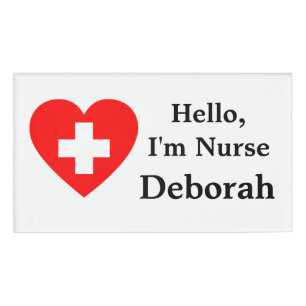 Badge D'identification Balise Bonjour personnalisée, Infirmière Im