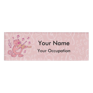 Badge D'identification Balise Chat rose avec nom de violon