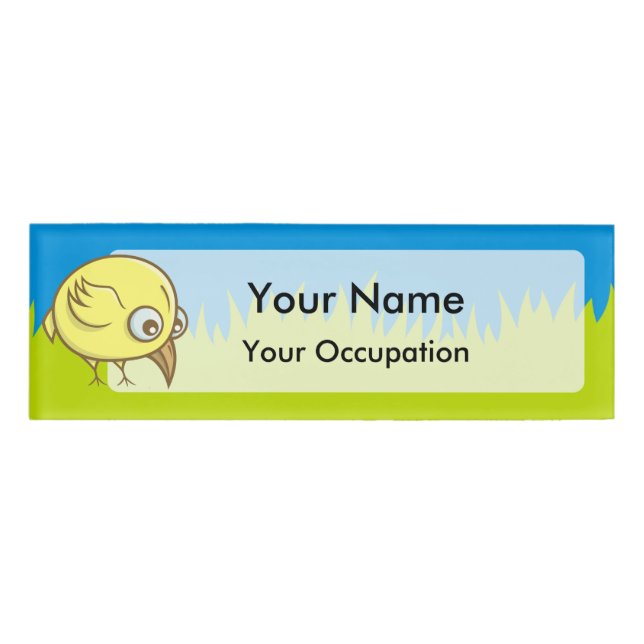 Badge D'identification Balise de dessin animé d'oiseau jaune (Devant)