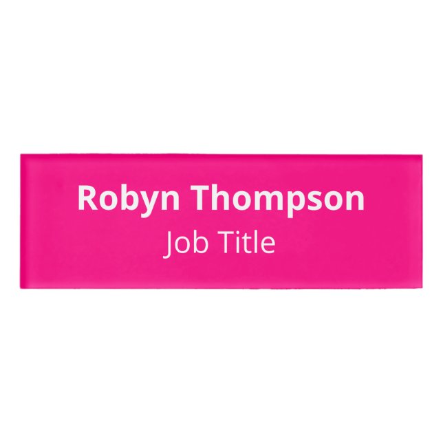 Badge D'identification Balise de nom acrylique rose chaud Magnetic Profes (Devant)