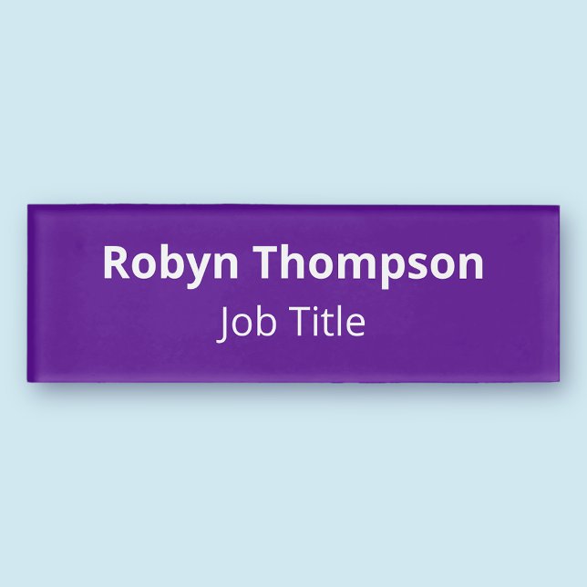 Badge D'identification Balise de nom acrylique violet HD Magnetic Profess (MISOOK Magnetic Purple Name Tag)