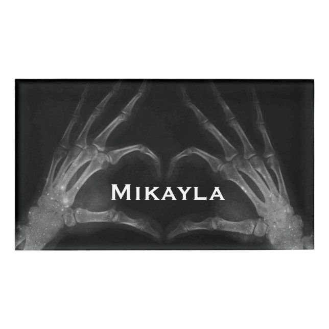 Badge D'identification Balise de nom de coeur sur les doigts à rayons X (Devant)