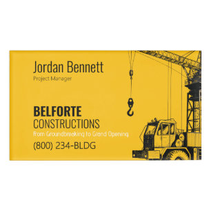 Badge D'identification Balise de nom de construction, conception de grue