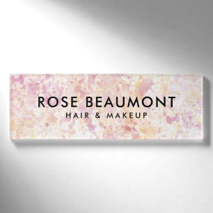 Badge D'identification Balise de nom de l'aquarelle jaune rose moderne