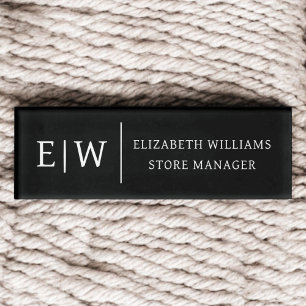 Badge D'identification Balise de nom de l'employé sur l'aimant noir