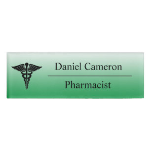 Badge D'identification Balise de nom du pharmacien vert personnalisé